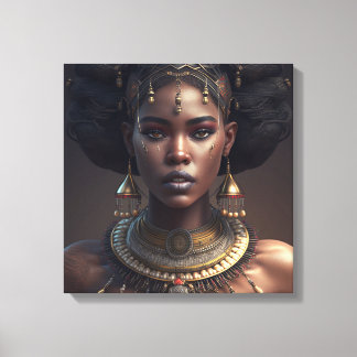 Woman wearing a necklace and earrings-Black Africa Canvas Print