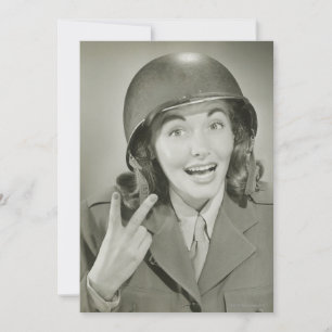Woman Wearing an Army Helmet