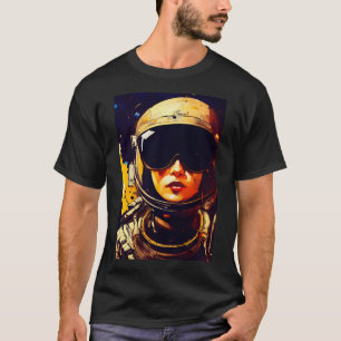 Woman Wearing Astronaut Helmet T-Shirt