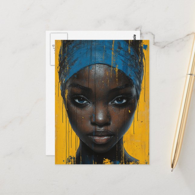 Woman Wearing Blue Postcard (Front/Back In Situ)