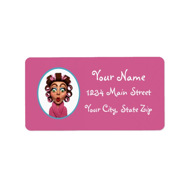 Woman Wearing Curlers Label (Front)