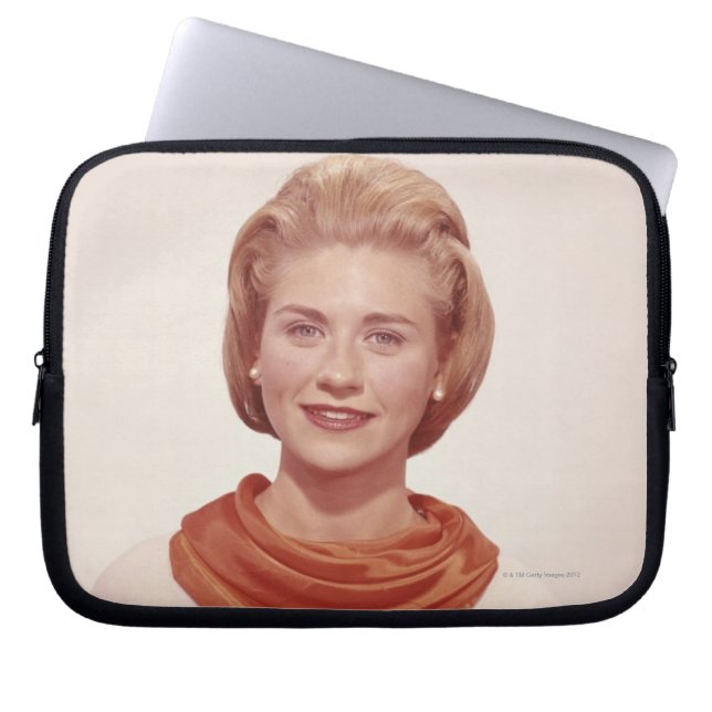 Woman Wearing Scarf Laptop Sleeve (Front)