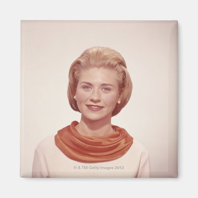 Woman Wearing Scarf Magnet (Front)