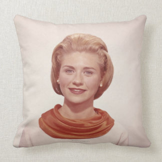 Woman Wearing Scarf Throw Pillow
