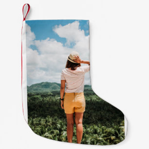 Woman wearing yellow shorts small christmas stocking
