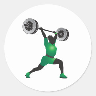 Woman Weightlifting Classic Round Sticker