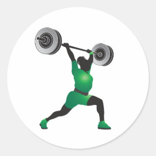 Woman Weightlifting Classic Round Sticker