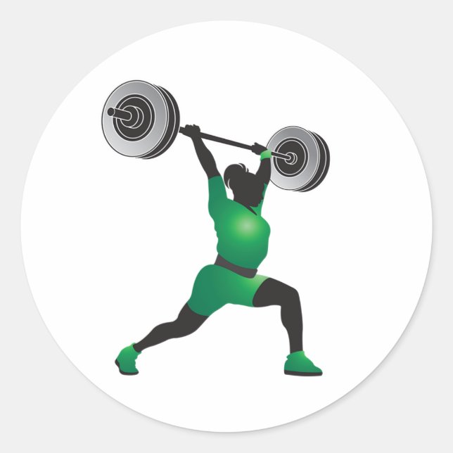 Woman Weightlifting Classic Round Sticker (Front)