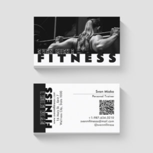 Woman Weightlifting Fitness Black White Business Card