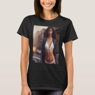 Woman White Bikini Look Glam Outfit Inspo City Sof T-Shirt
