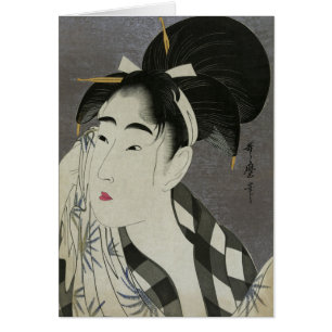 Woman Wiping Sweat by Kitagawa Utamaro Blank