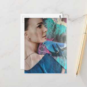 Woman with a Blue Bird Surreal Collage Postcard