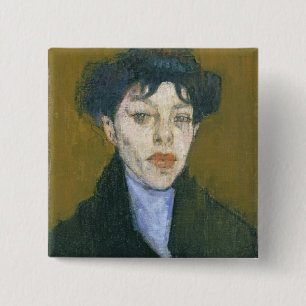 Woman with a Blue Scarf, c.1912 (oil on canvas) 2 Inch Square Button