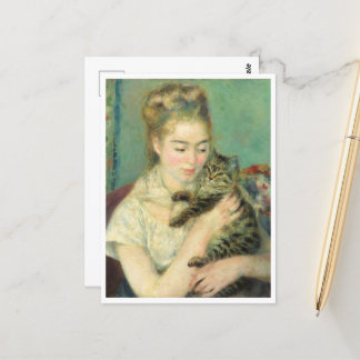 Woman with a Cat by Auguste Renoir Postcard