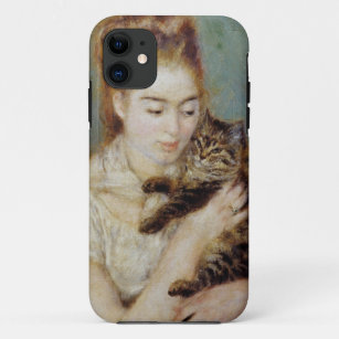 <Woman with a Cat> by Pierre-Auguste Renoir iPhone 11 Case