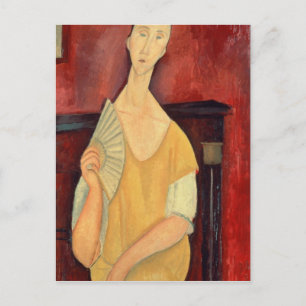 Woman with a Fan 1919 Postcard