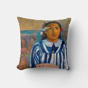 Woman with A Fan, Gauguin Throw Pillow
