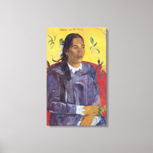 Woman With a Flower by Paul Gauguin Canvas Print
