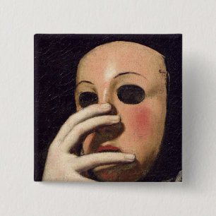 Woman with a Mask 2 Inch Square Button