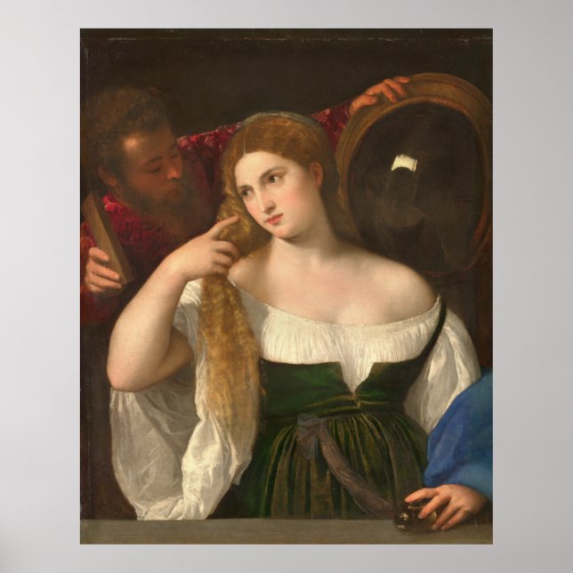 Woman with a Mirror by Titian Poster (Front)