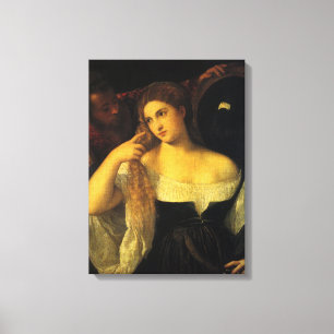 Woman with a Mirror by Titian, Vintage Renaissance Canvas Print