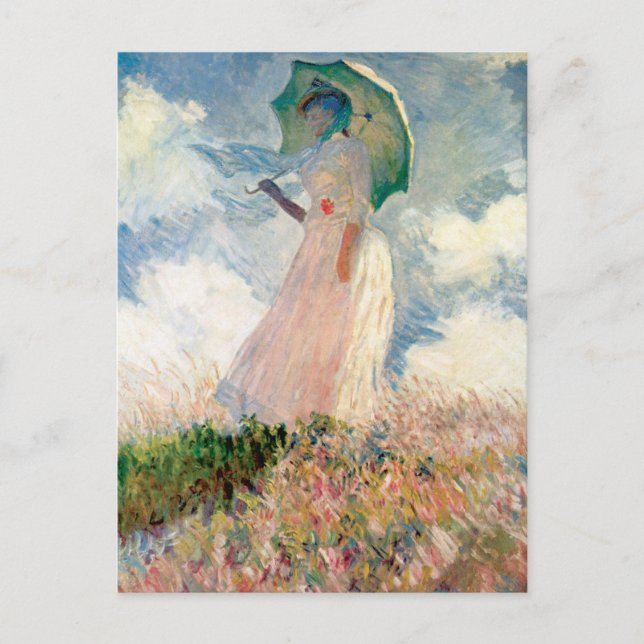 Woman with a Parasol - Claude Monet Postcard (Front)