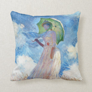 Woman with a Parasol  Claude Monet Throw Pillow