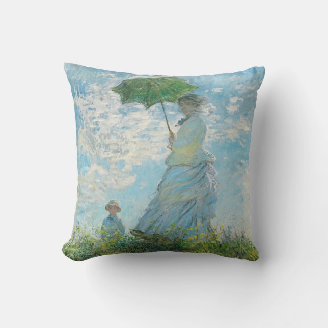 Woman with a Parasol  Claude Monet  Throw Pillow (Front)