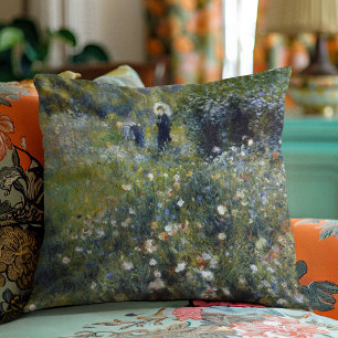 Woman with a Parasol in a Garden (1875), Renoir Throw Pillow