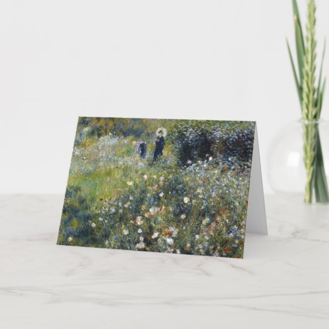 Woman with a Parasol in a Garden by Auguste Renoir Card (Front)