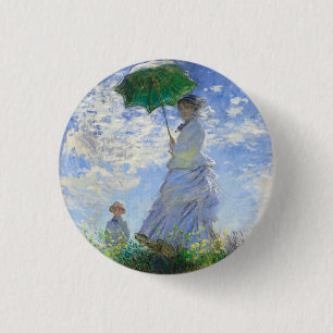 Woman with a Parasol, Madame Monet and Her Son 1 Inch Round Button