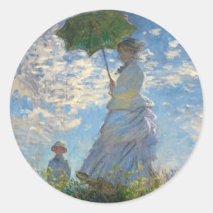 Woman with a Parasol - Madame Monet and Her Son Classic Round Sticker