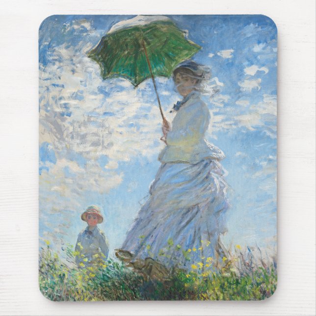 Woman with a Parasol, Madame Monet and Her Son Mouse Pad (Front)