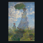 Woman with a Parasol - Madame Monet and Her Son Photo Print<br><div class="desc">Claude Monet,  1875
en plein air oil painting on canvas
depicts Claude Monet's wife Camille with a parasol,  standing on a grassy green hill with a blue cloudy sky in the background,  on a windy day in summer

sophisticated  boho bright bohemian chic fine art decor modern classic historical art</div>