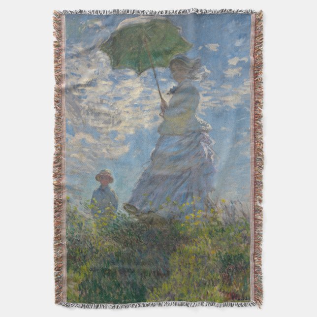 Woman with a Parasol - Madame Monet and Her Son Throw Blanket (Front Vertical)