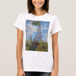 Woman with a Parasol, Monet T-Shirt<br><div class="desc">Oscar-Claude Monet (14 November 1840 – 5 December 1926) was a French painter, a founder of French Impressionist painting and the most consistent and prolific practitioner of the movement's philosophy of expressing one's perceptions before nature, especially as applied to plein air landscape painting. The term ""Impressionism"" is derived from the...</div>