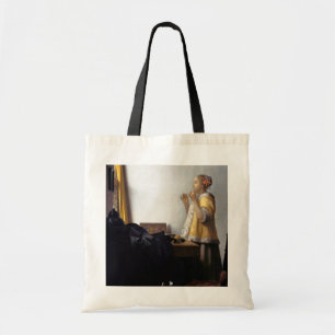 Woman with a Pearl Necklace, Johannes Vermeer Tote Bag
