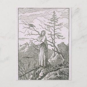 Woman with a Raven, on the Edge of a Precipice Postcard