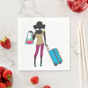 Woman With A Suitcase Napkin