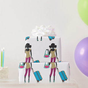 Woman With A Suitcase Wrapping Paper