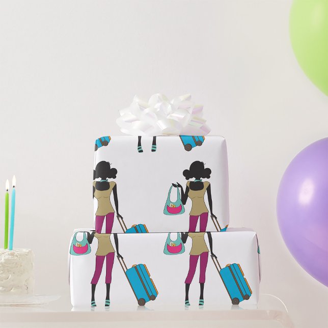 Woman With A Suitcase Wrapping Paper (Creator Uploaded)