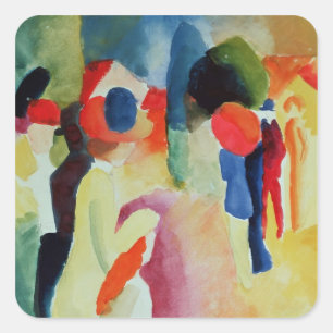 Woman with a Yellow Jacket, 1913 Square Sticker