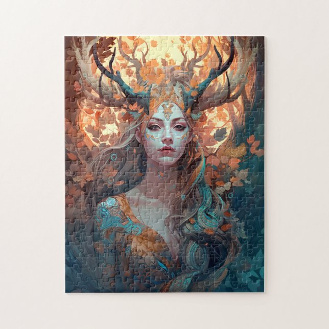 Woman With Antlers Fantasy Art Jigsaw Puzzle (Vertical)