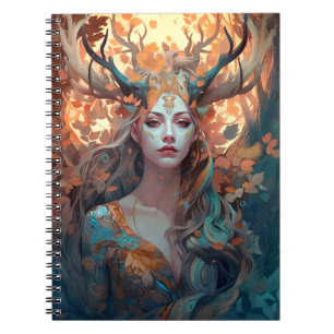 Woman With Antlers Fantasy Art Notebook