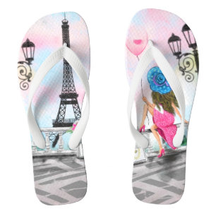 Woman with Balloon Paris Flip Flops Eiffel Tower