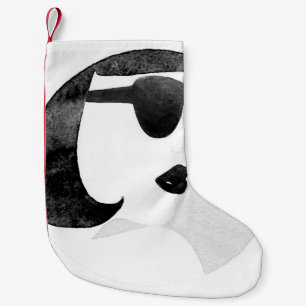 Woman with black sunglasses. Fashion illustration. Small Christmas Stocking