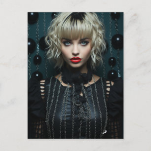 Woman With Blonde Hair Black Dress Postcard
