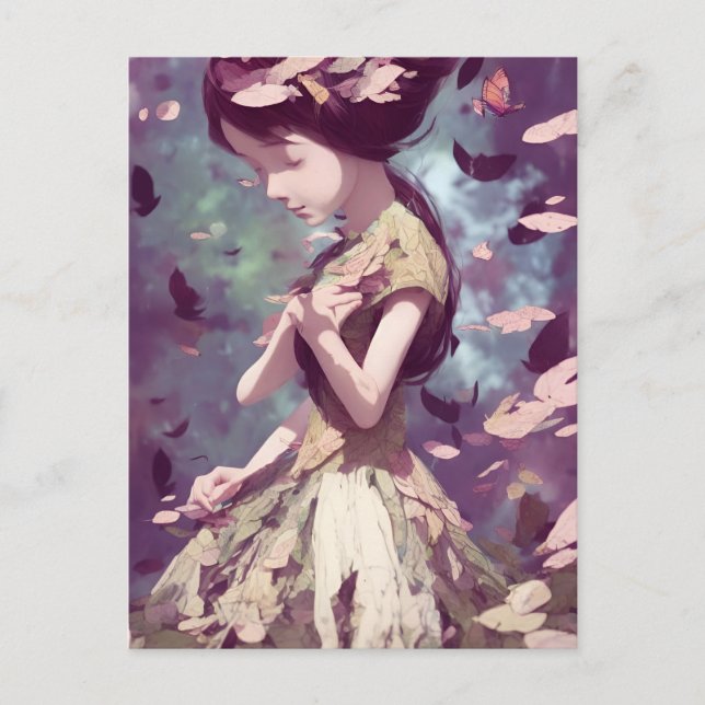 Woman With Butterflies Postcard (Front)