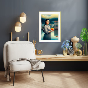Woman With Carp - Canvas Art Print
