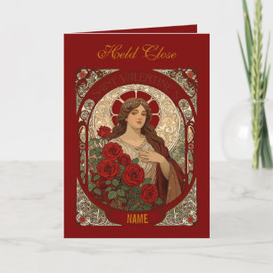Woman With Cascading Roses Vintage Illustration Card